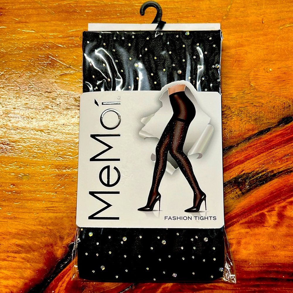 MeMoi Black Rhinestone Fashion Tights